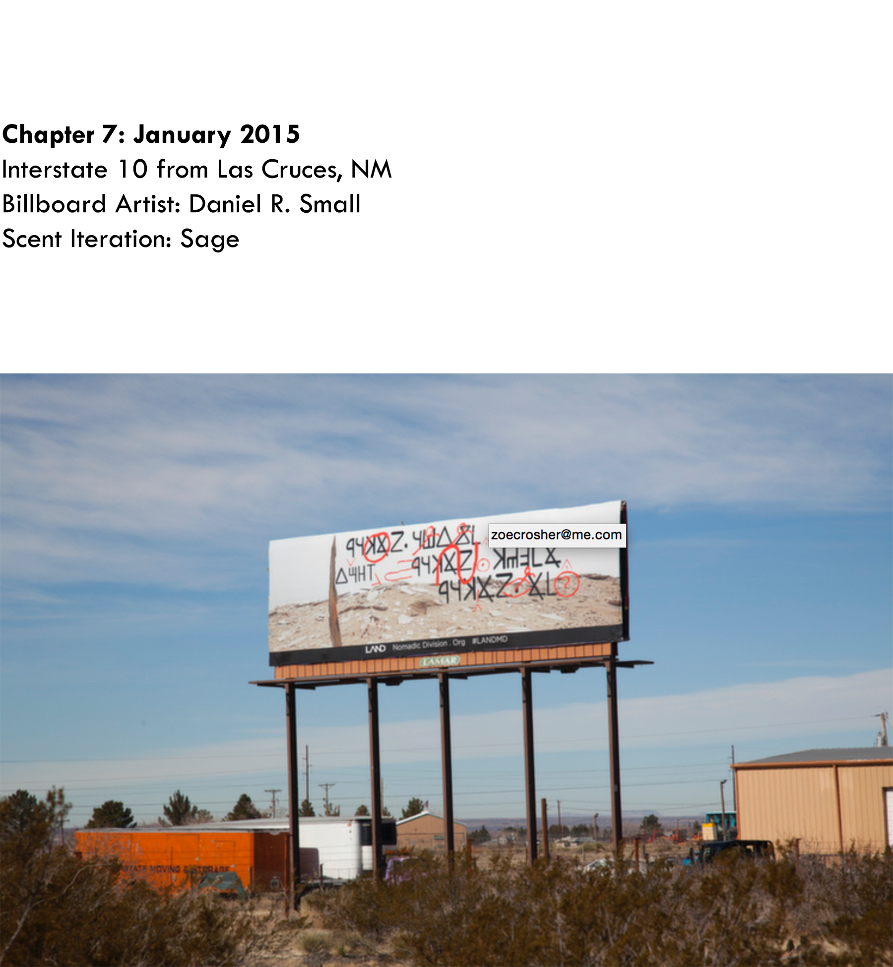 Chapter 7: January 2015, Daniel Small, Interstate 10 from Las Cruces, NM, Scent Iteration: Sage